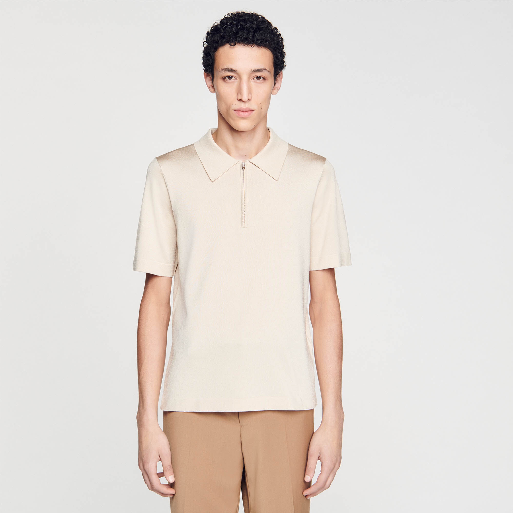 KNITTED POLO SHIRT WITH ZIP COLLAR - 5