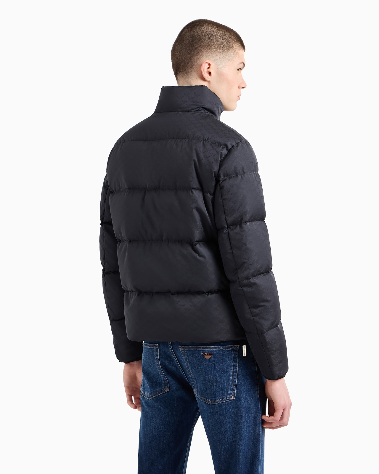 Quilted puffer jacket with all-over jacquard eagle - 3