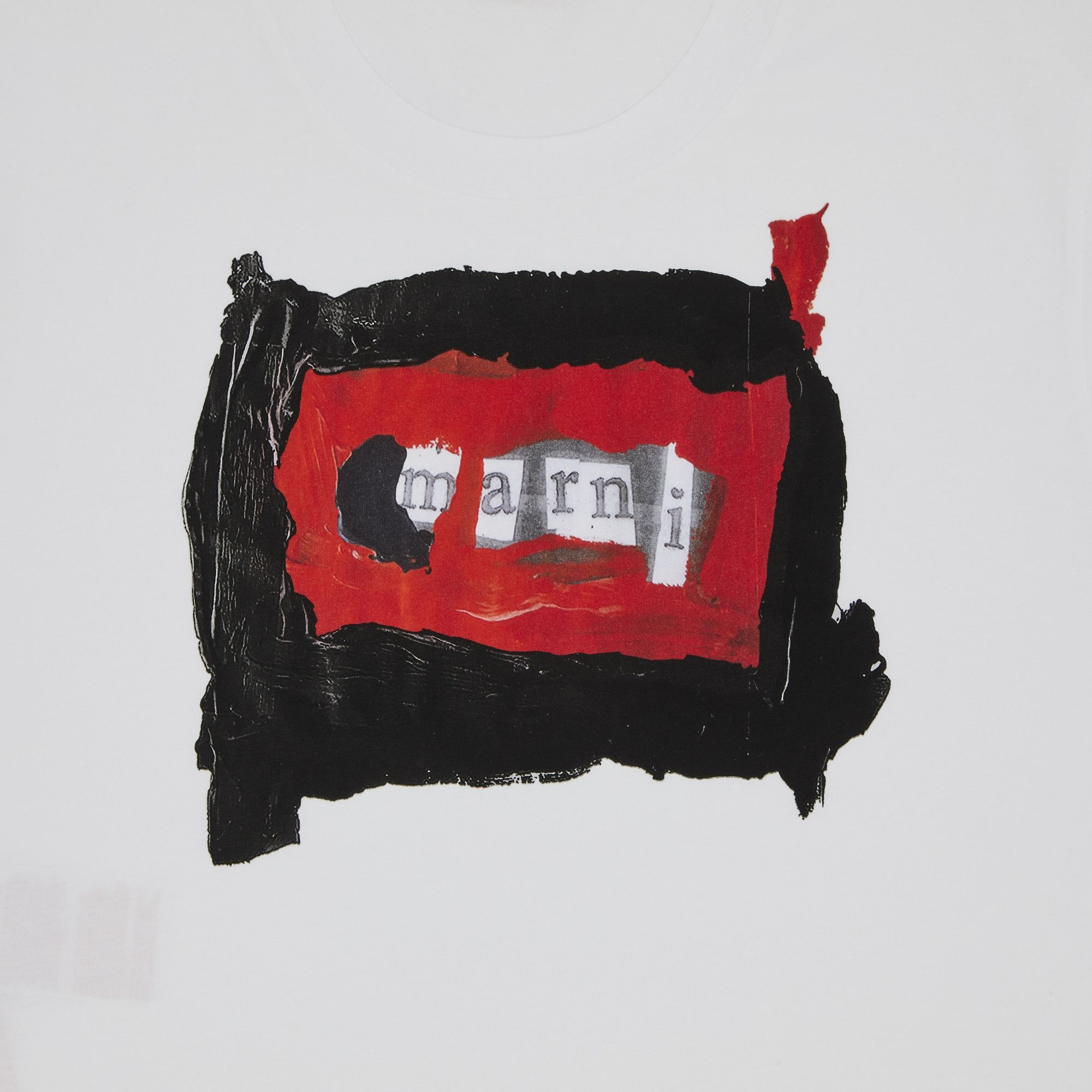 Marni Painted Collage Logo Jersey T-Shirt 'Lily White' - 3