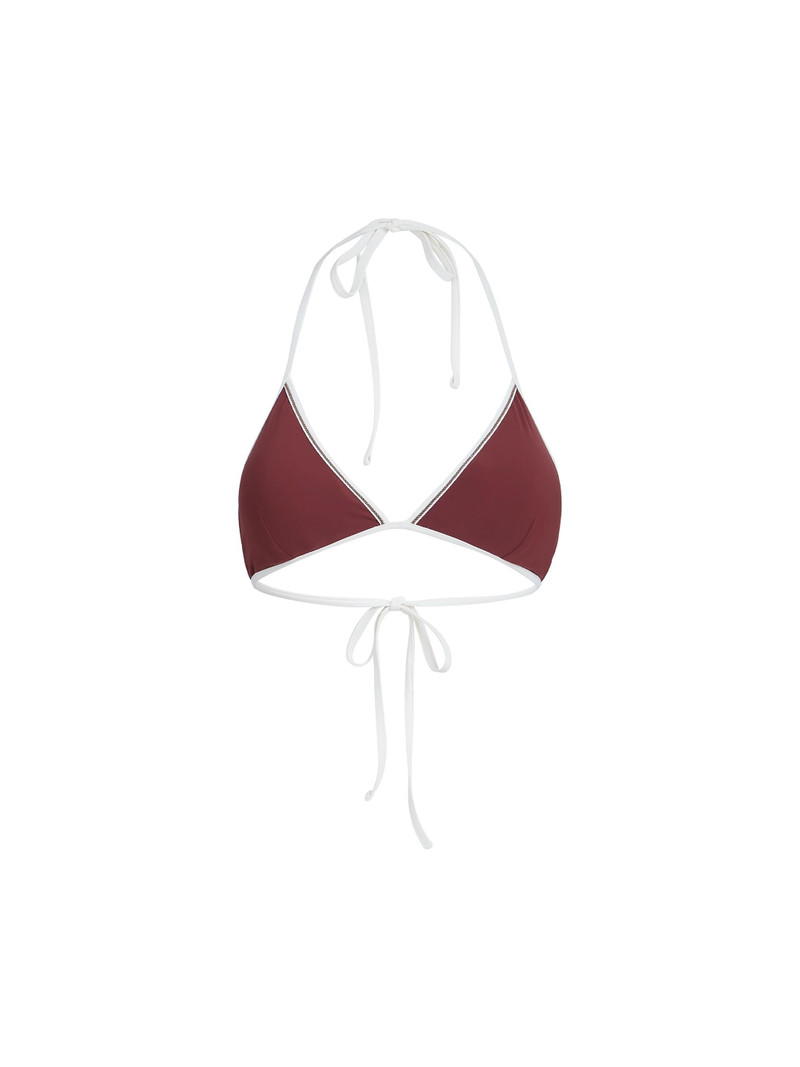 Women's Techno Jersey Bikini Top With Monili - Bordeaux 1