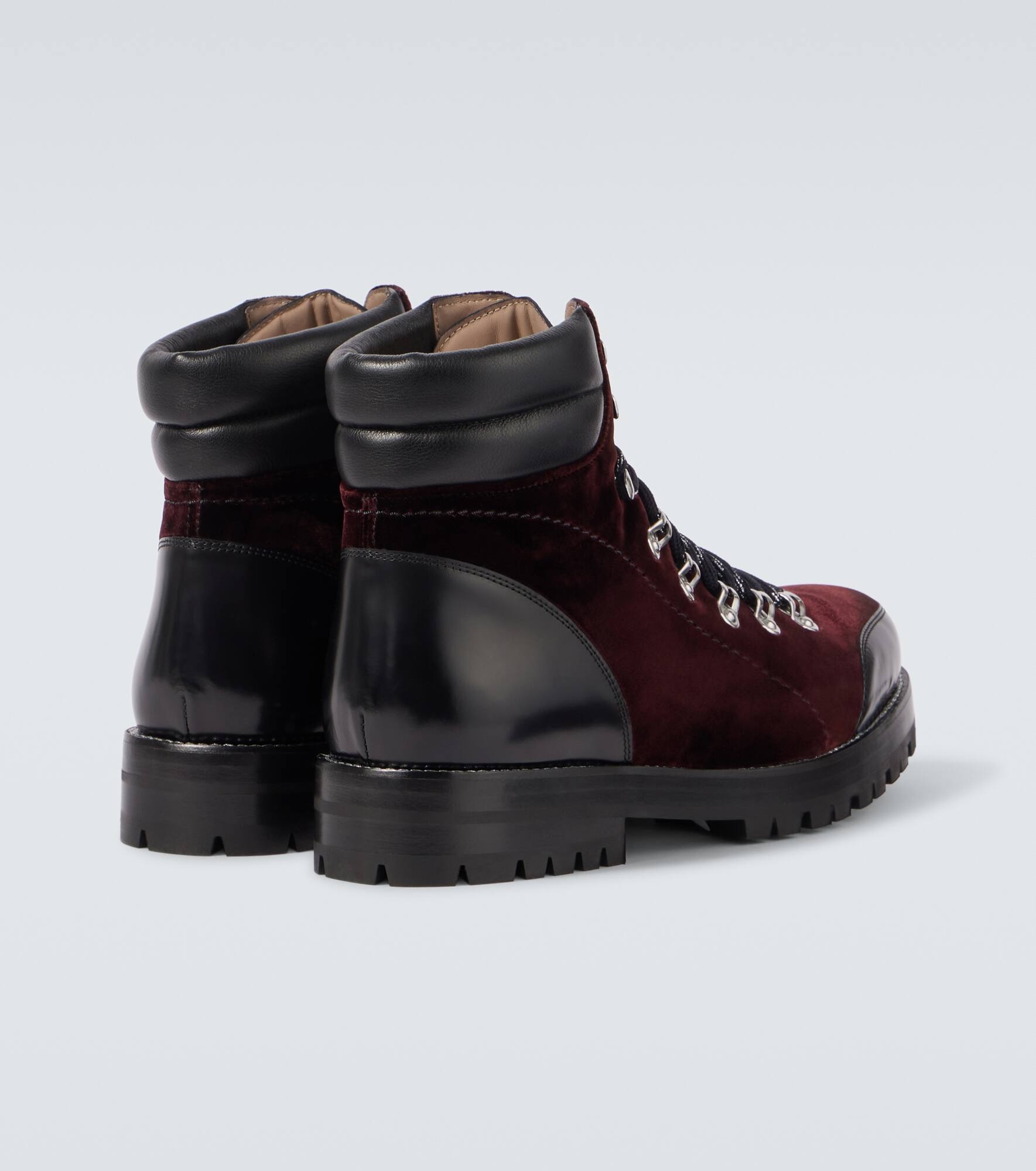 Janka leather-trimmed velvet combat boots - 6