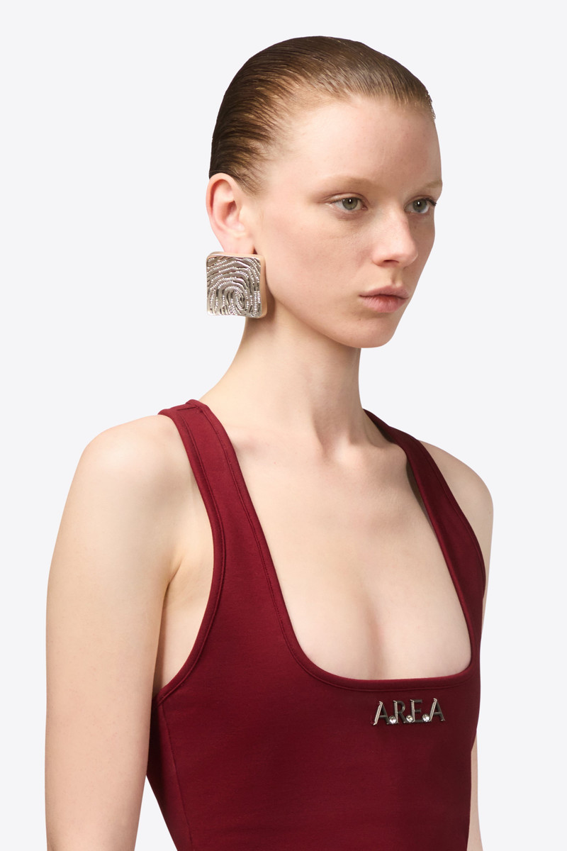 CRYSTAL FINGERPRINT SQUARE STUD EARRINGS 3