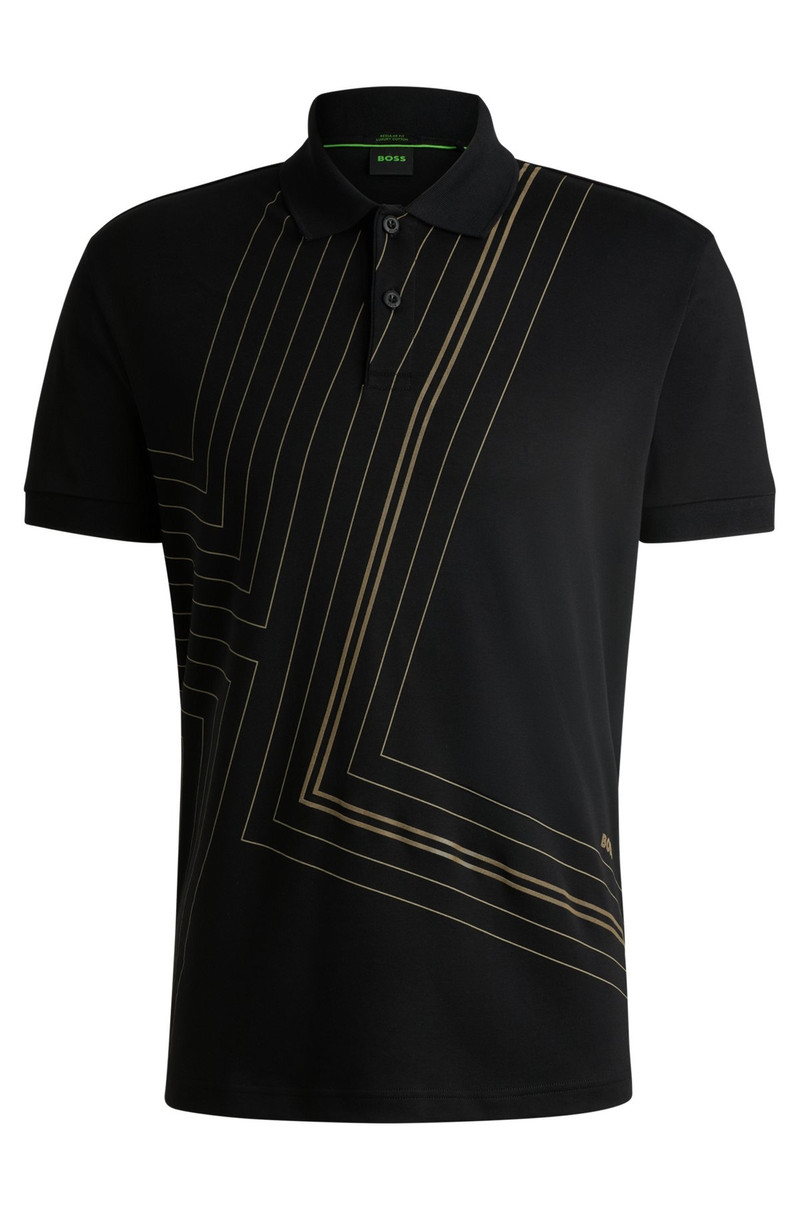 INTERLOCK-COTTON POLO SHIRT WITH FINELINE ARTWORK - 1