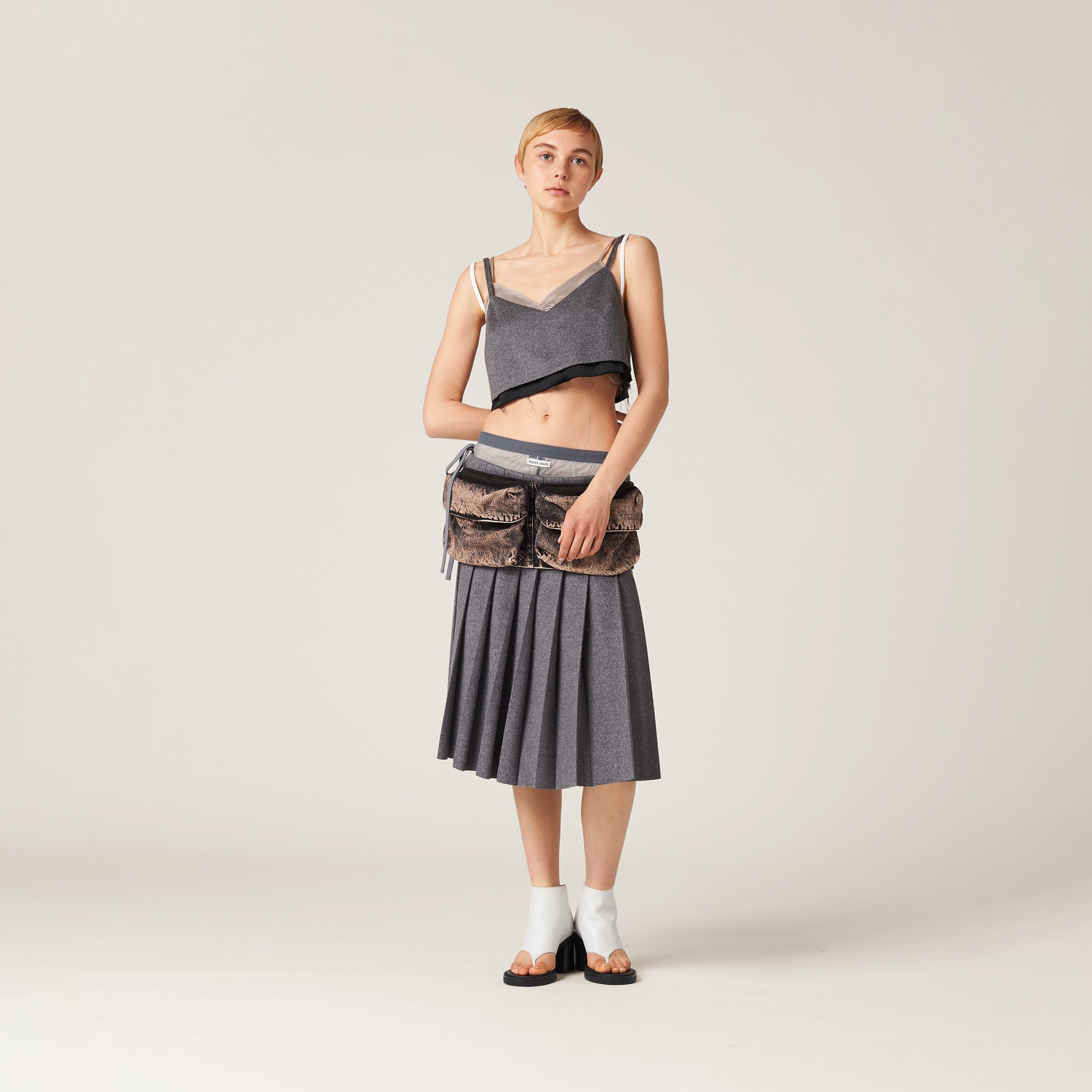 Marbleized denim peplum belt - 2