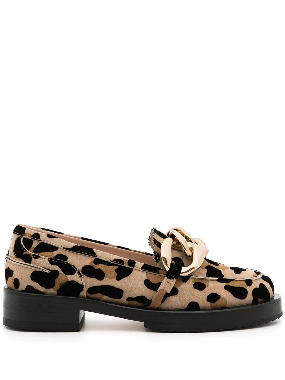 leopard-print chain-link loafers - 1