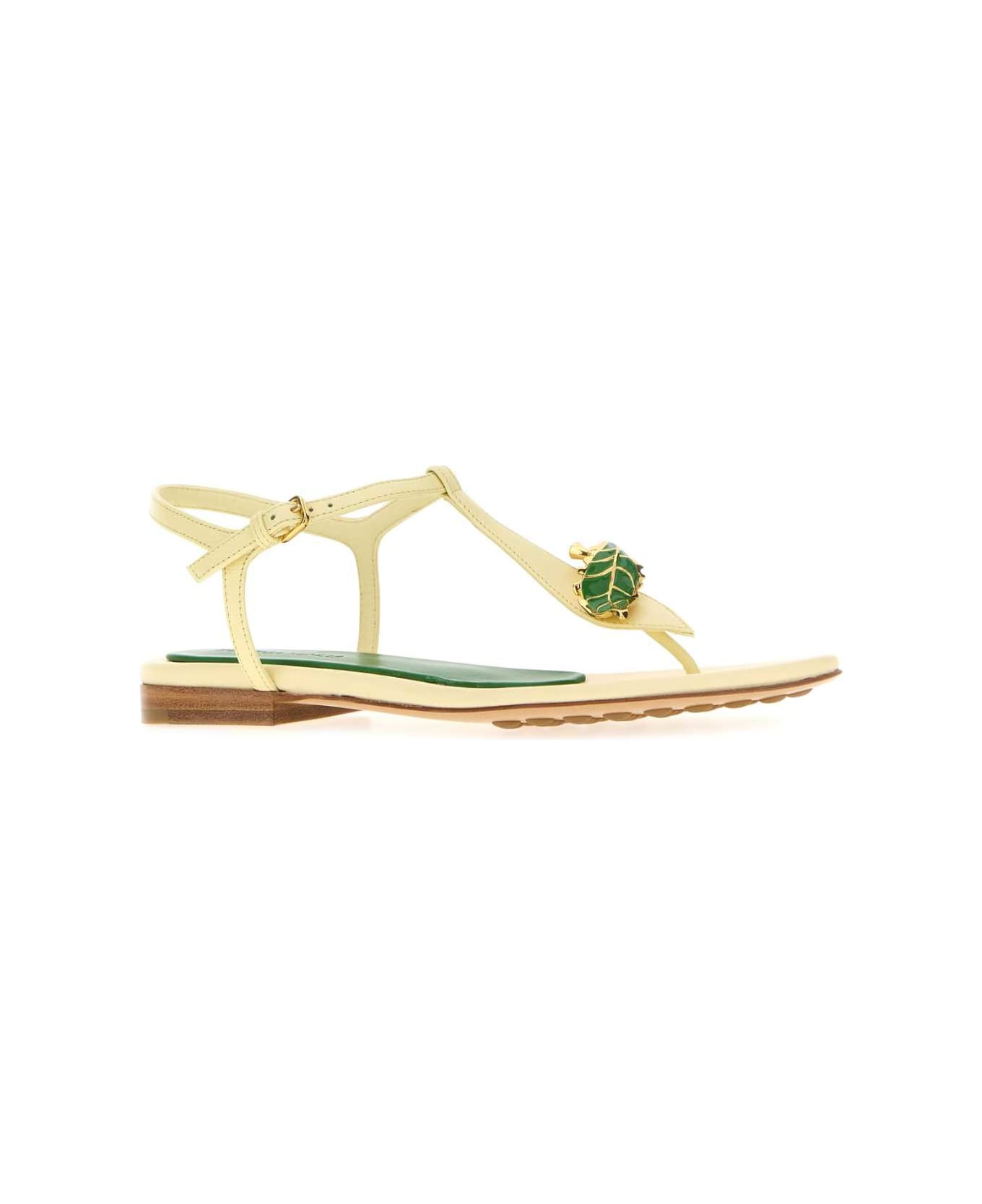 Pastel Yellow Leather Rana Flora Sandals - 2