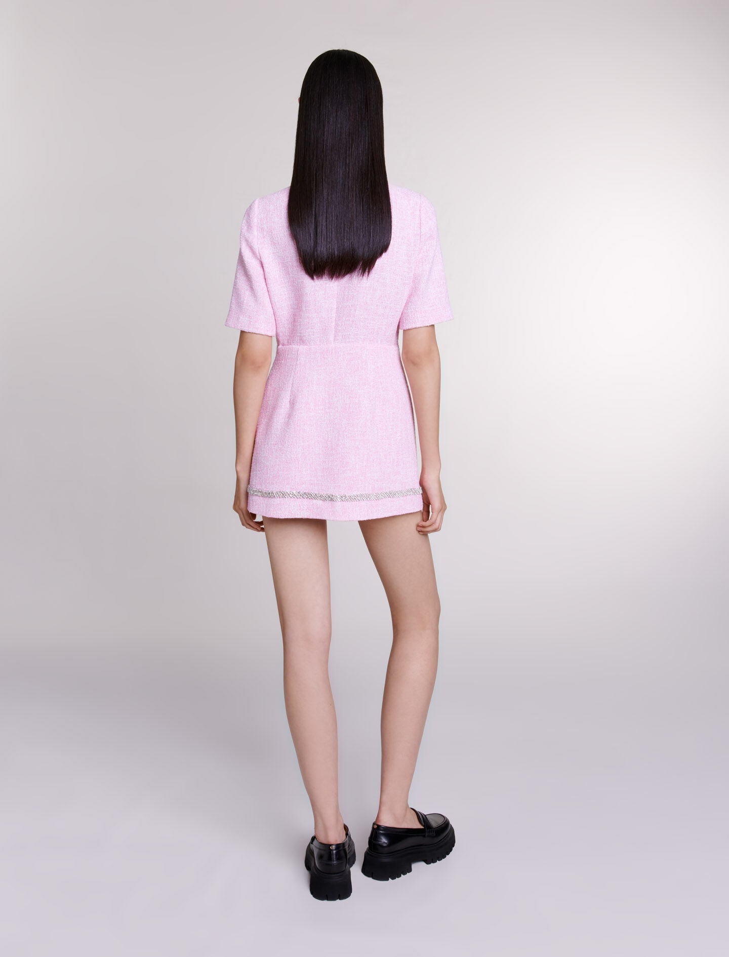 Tweed playsuit with rhinestones - 5