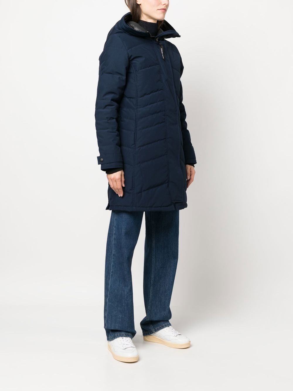 logo-patch padded down coat - 3