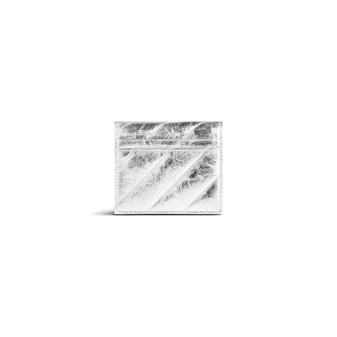 Women's Crush Flap Coin And Card Holder Metallized Quilted  in Silver - 2
