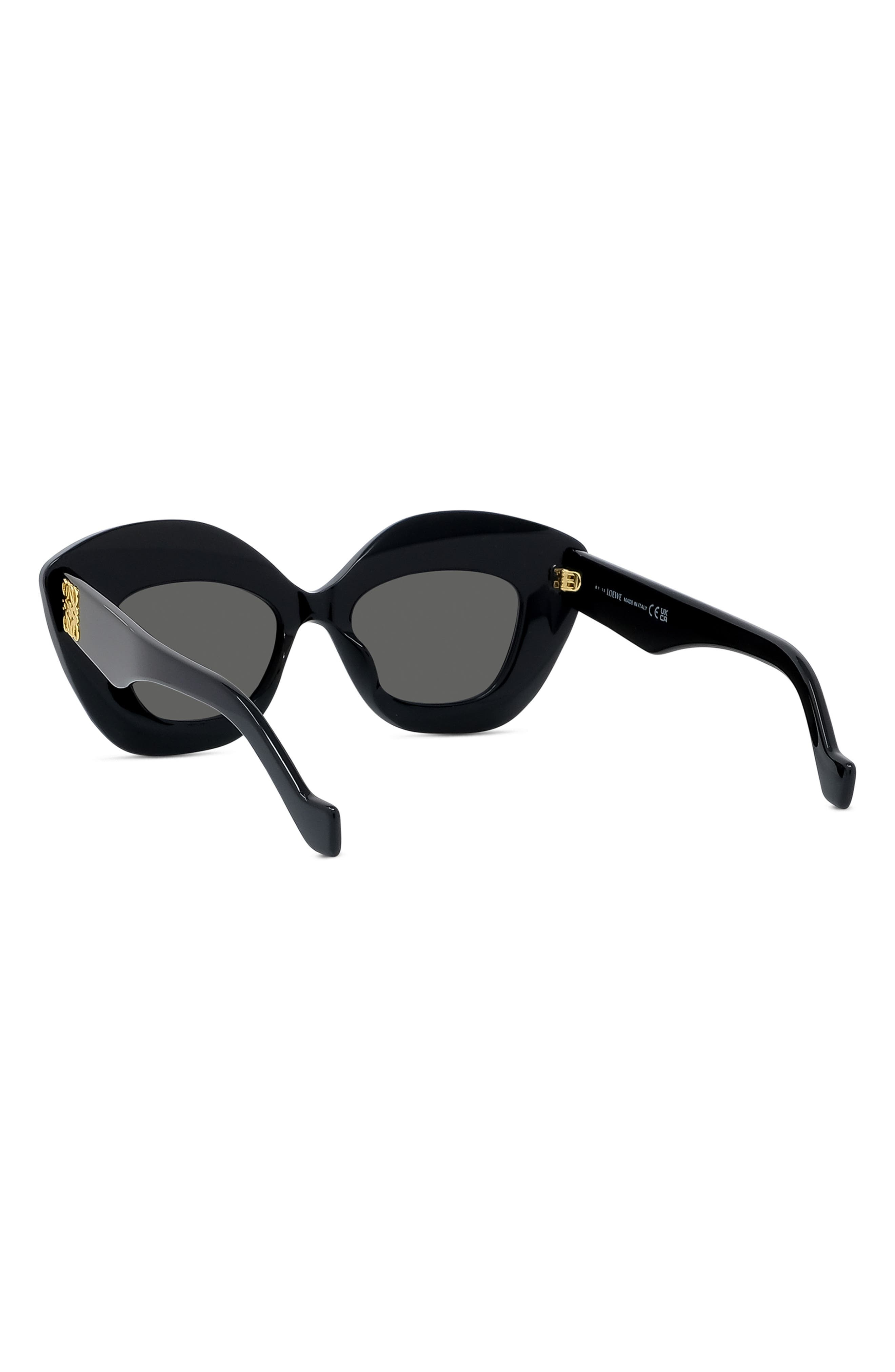 Loewe Anagram 48mm Small Cat Eye Sunglasses in Black /Smoke at Nordstrom - 3