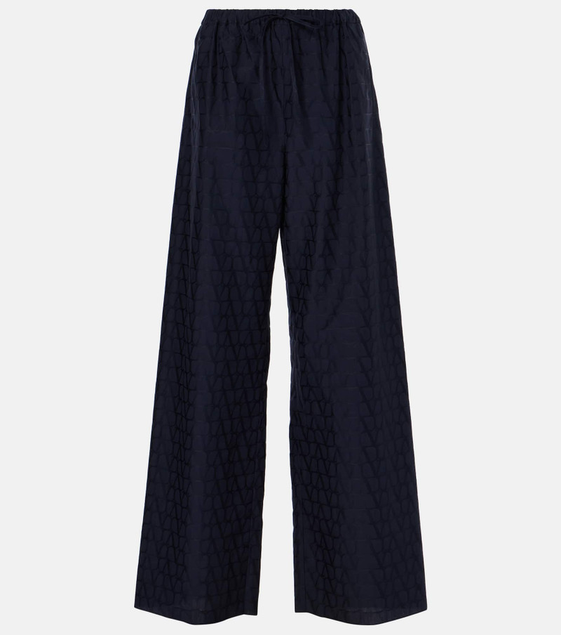 Cotton poplin wide-leg pants - 1