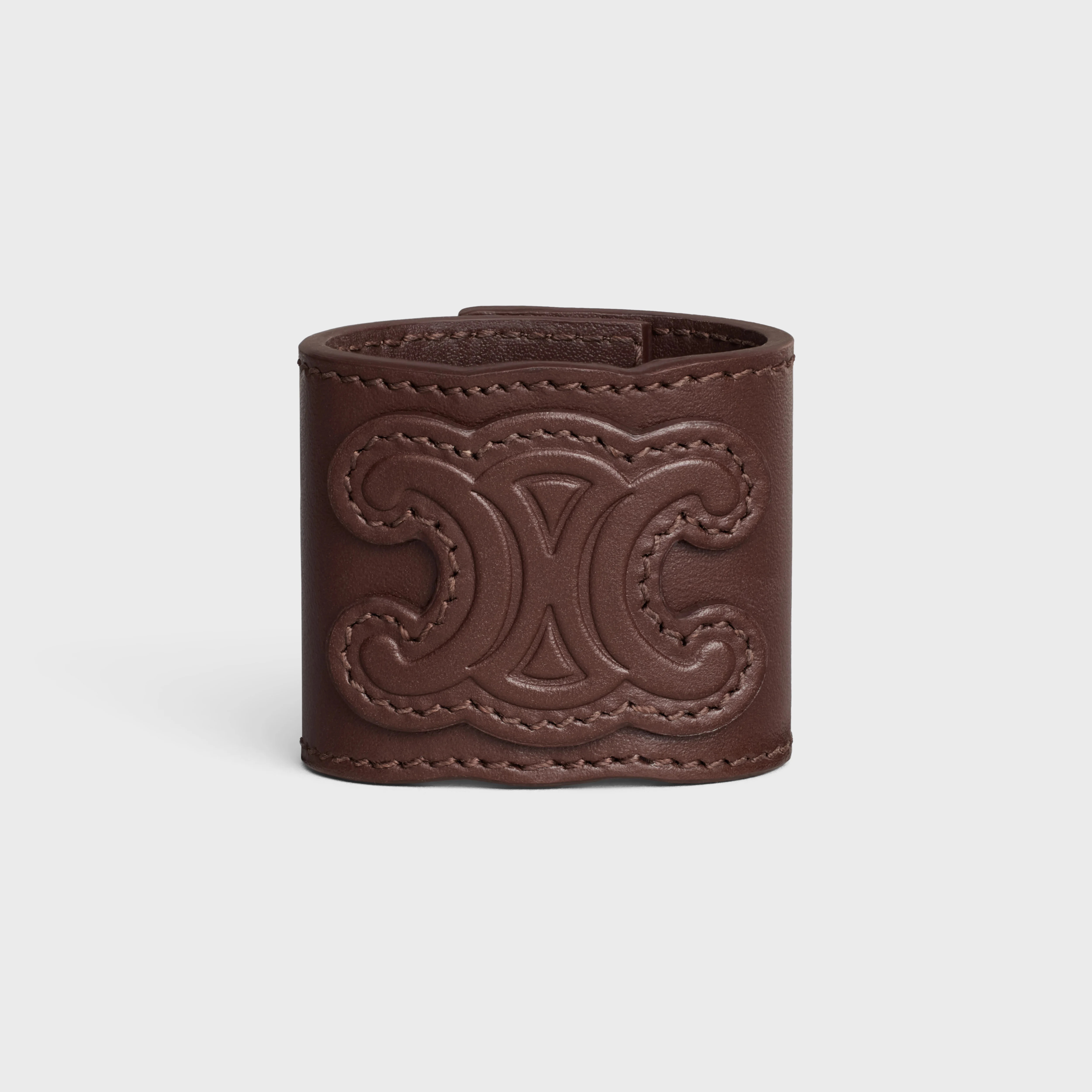 Triomphe Hair Cuff in Calfskin and Brass with Gold Finish - 1
