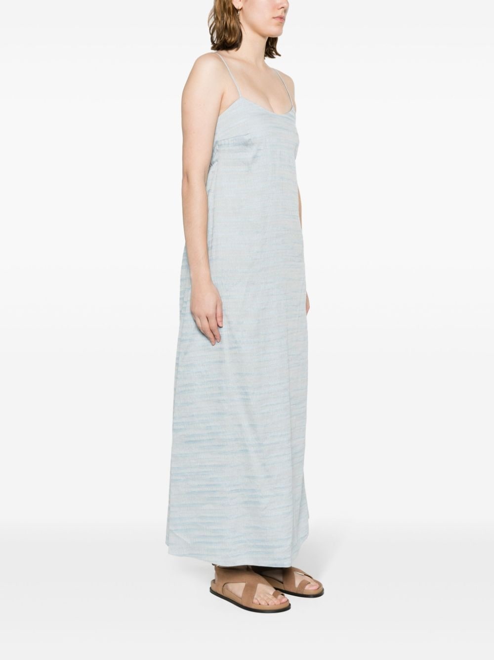 linen blend jacquard midi dress - 3