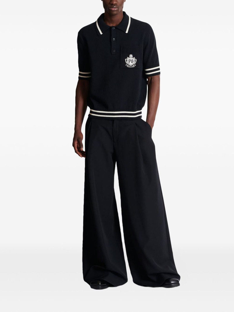 Balmain emblem-logo knit polo shirt outlook