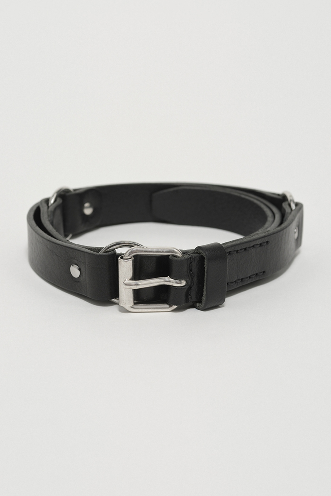 2,5 cm Ring Belt Grizzly Black Leather - 1