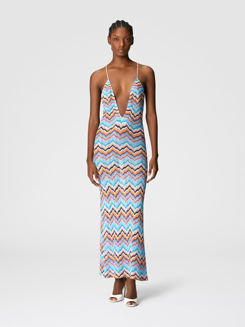 Missoni Long cover-up with open back and zig zag pattern outlook