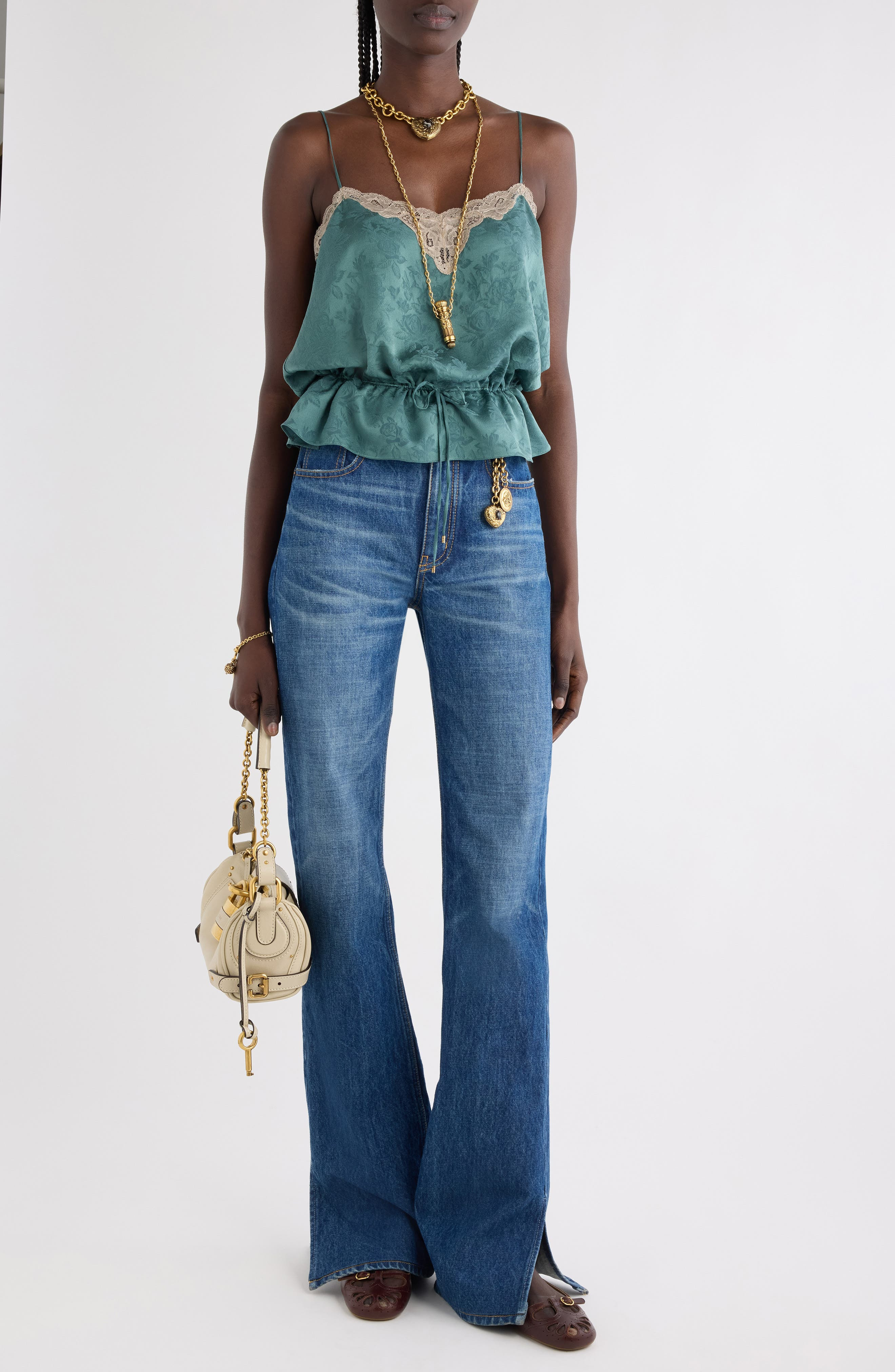 Chloé Split Hem Straight Leg Jeans in Faded Indigo at Nordstrom - 2