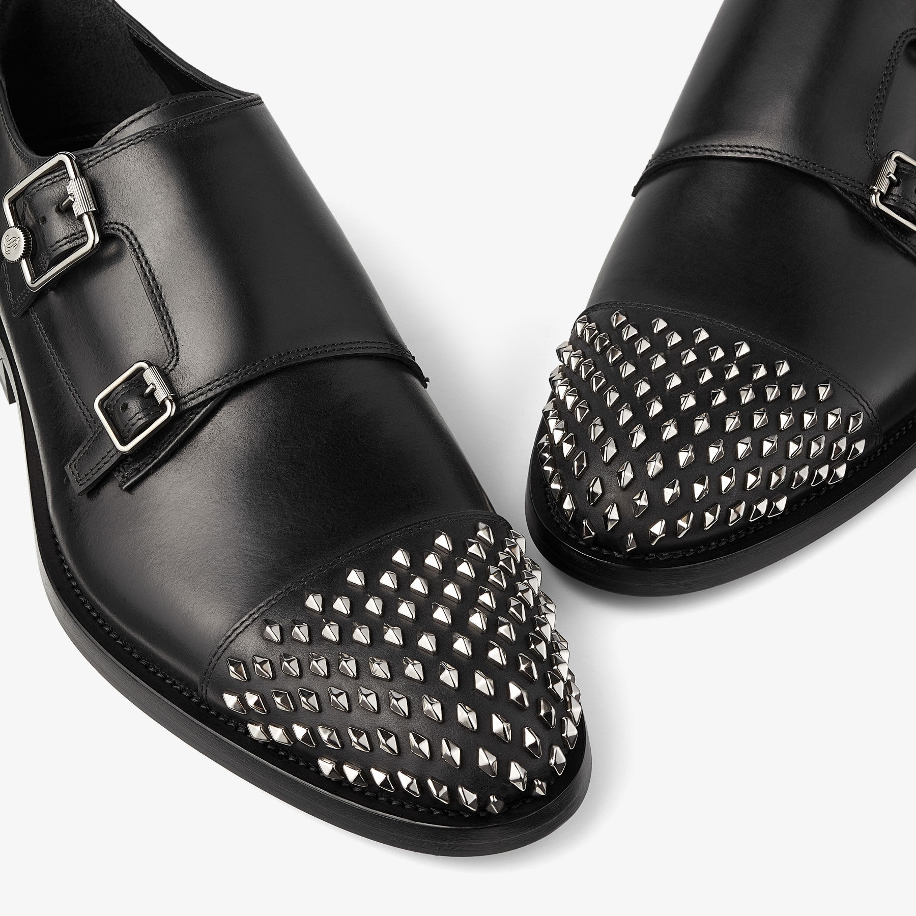 Finnion Monkstrap
Black Calf Leather Monk Strap Shoes with Studs - 3