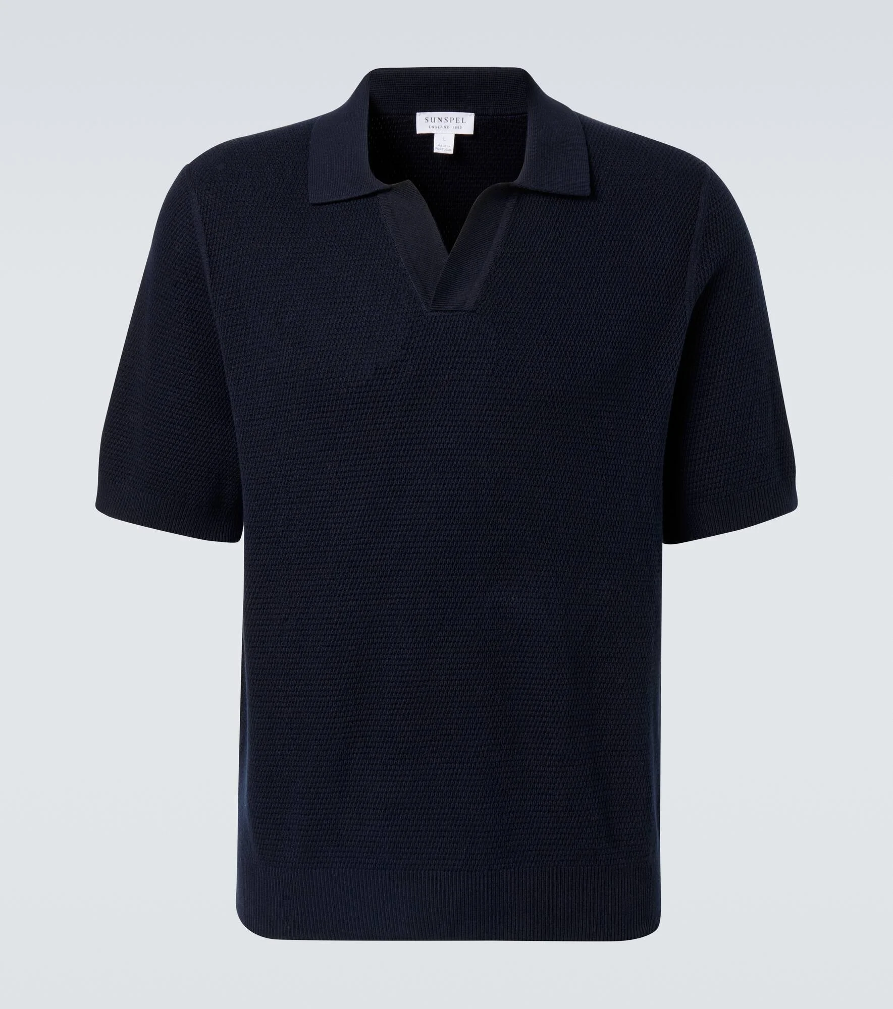 Waffle-knit cotton polo shirt - 1