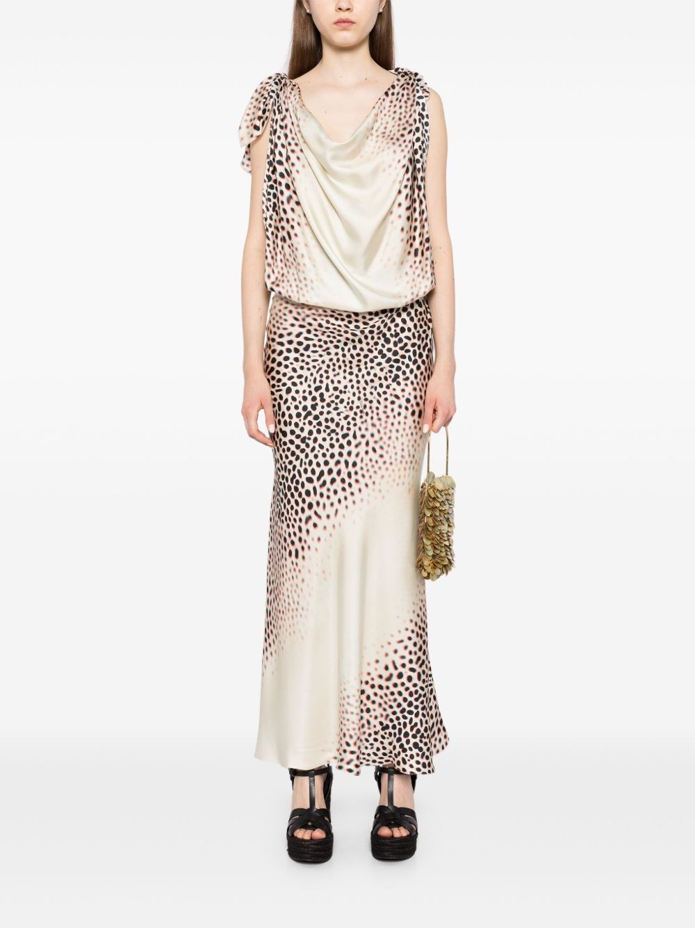 leopard-printed silk dress - 2