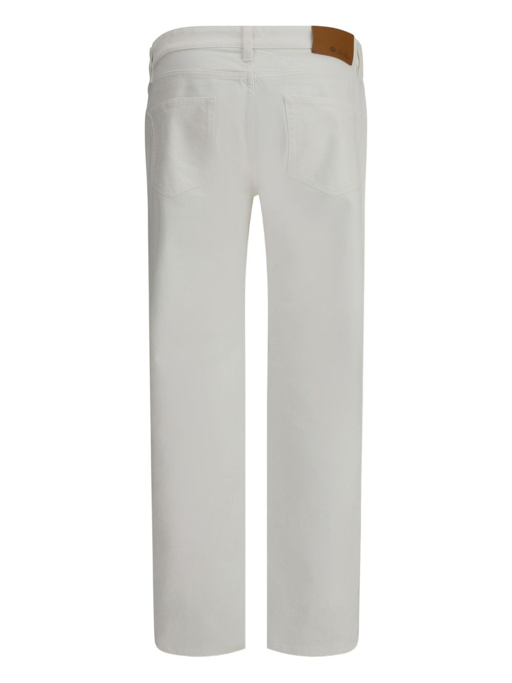 five-pocket leather-appliqué jeans - 3