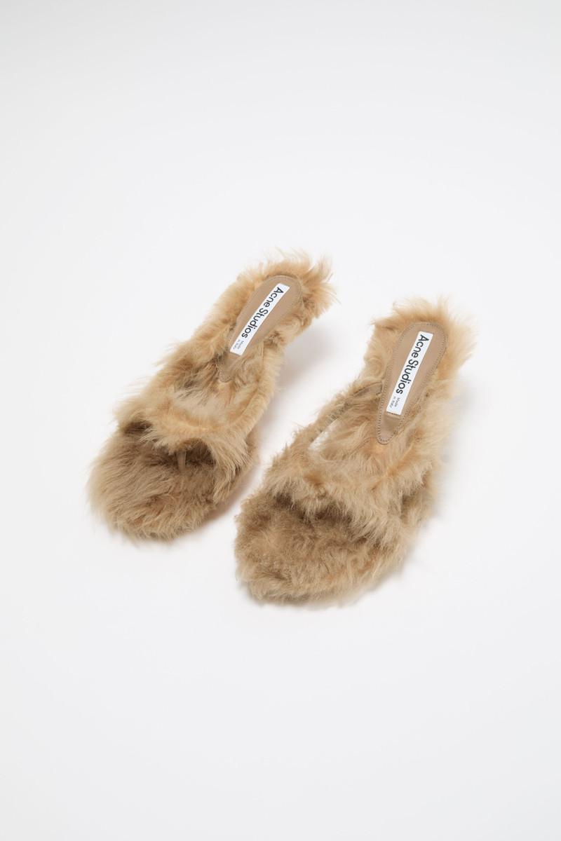 Acne Studios Furry kitten heel sandals - Biscuit beige outlook