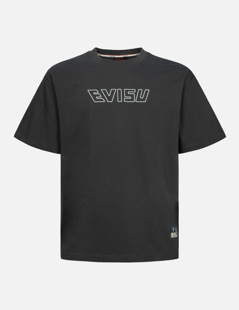 LOGO EMBROIDERY AND "SOARING SEAGULL AND DANCING CARP" PRINT RELAX FIT T-SHIRT 1