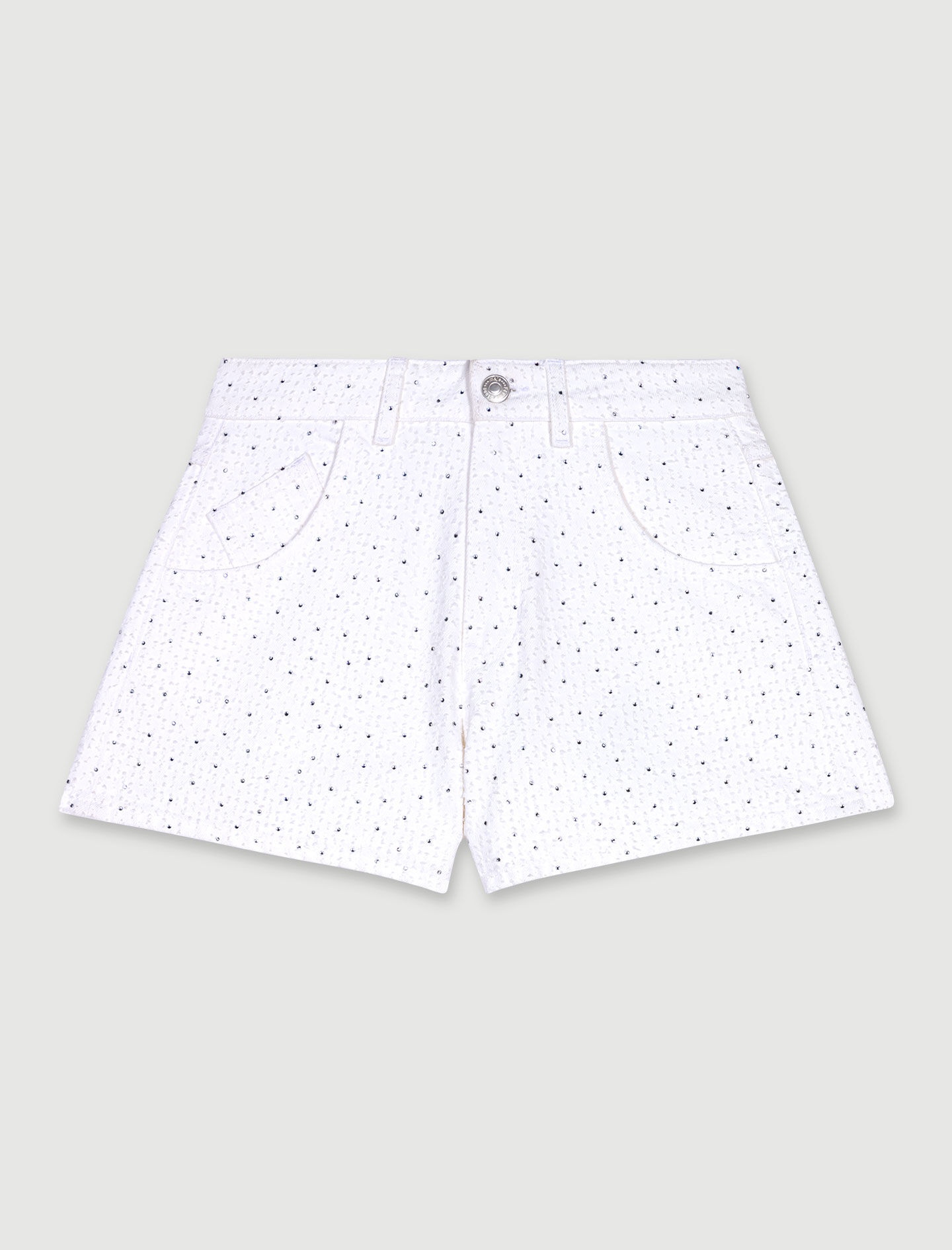 Rhinestone denim shorts - 1