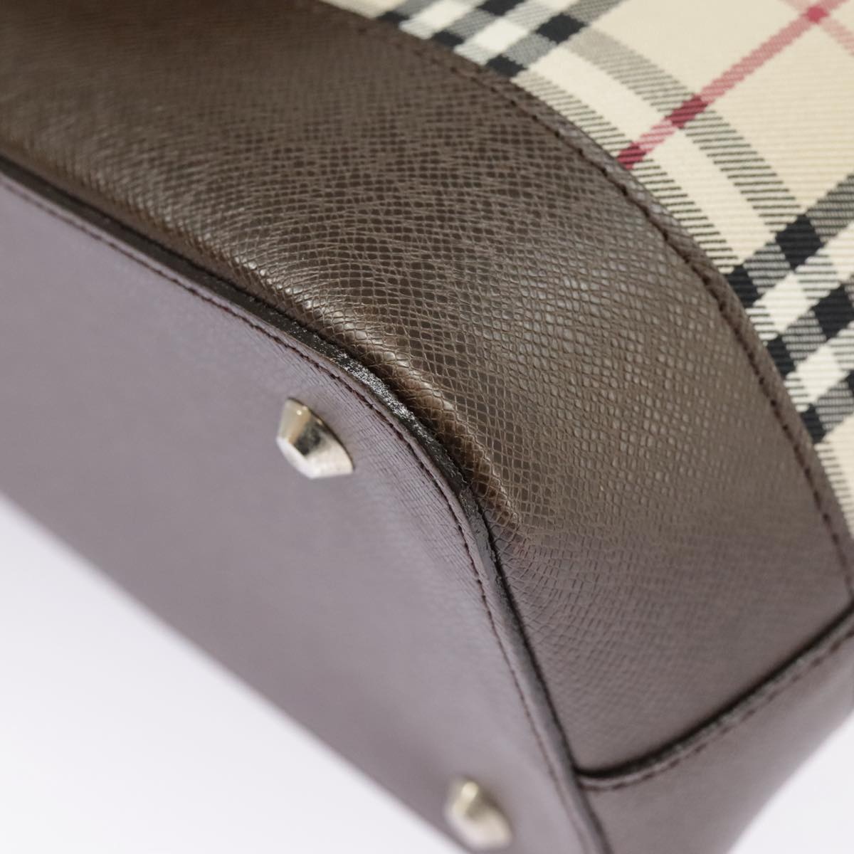 Burberry Nova Check Hand Bag Canvas Leather Beige - 16