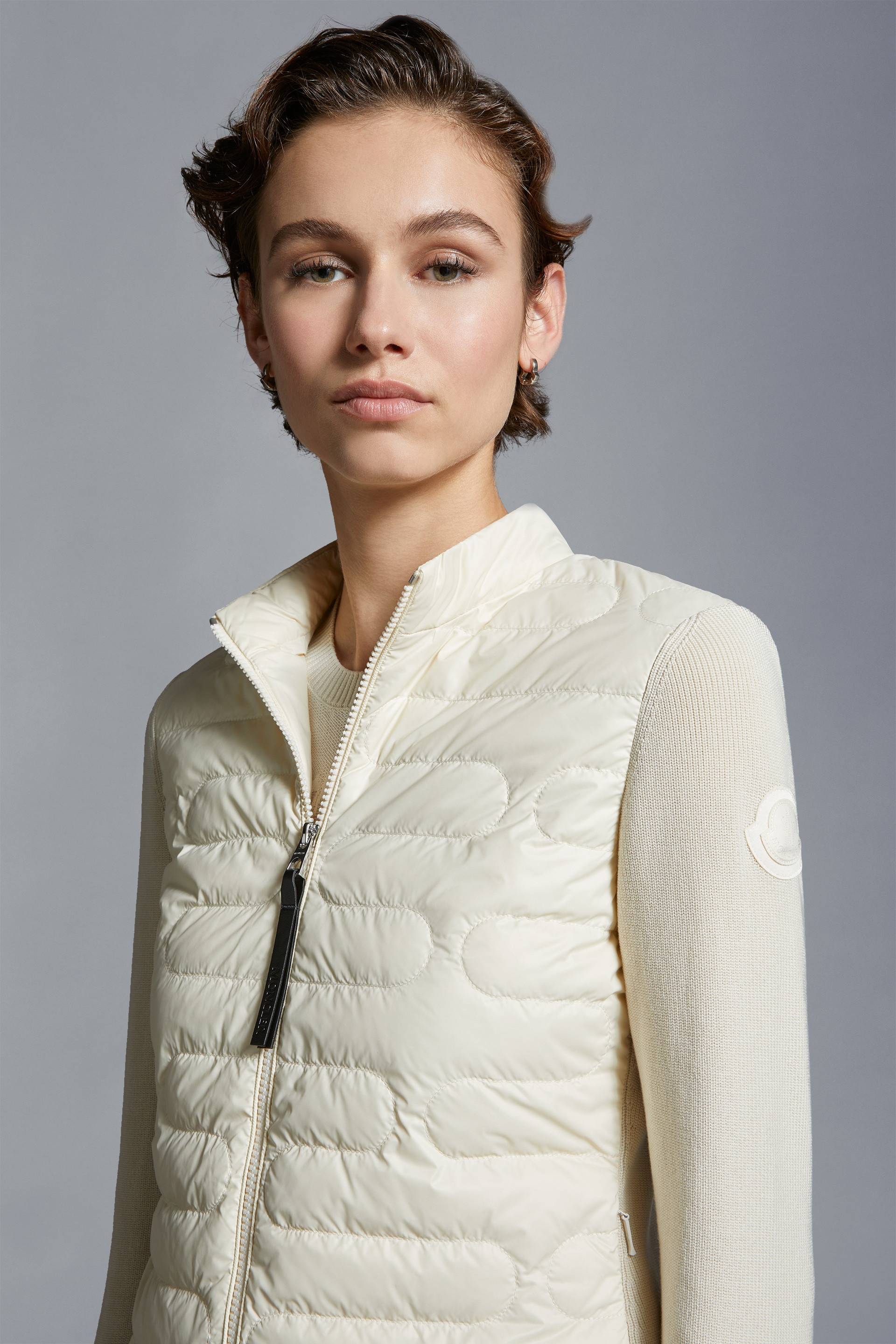 Padded Cotton Zip-Up Cardigan - 4