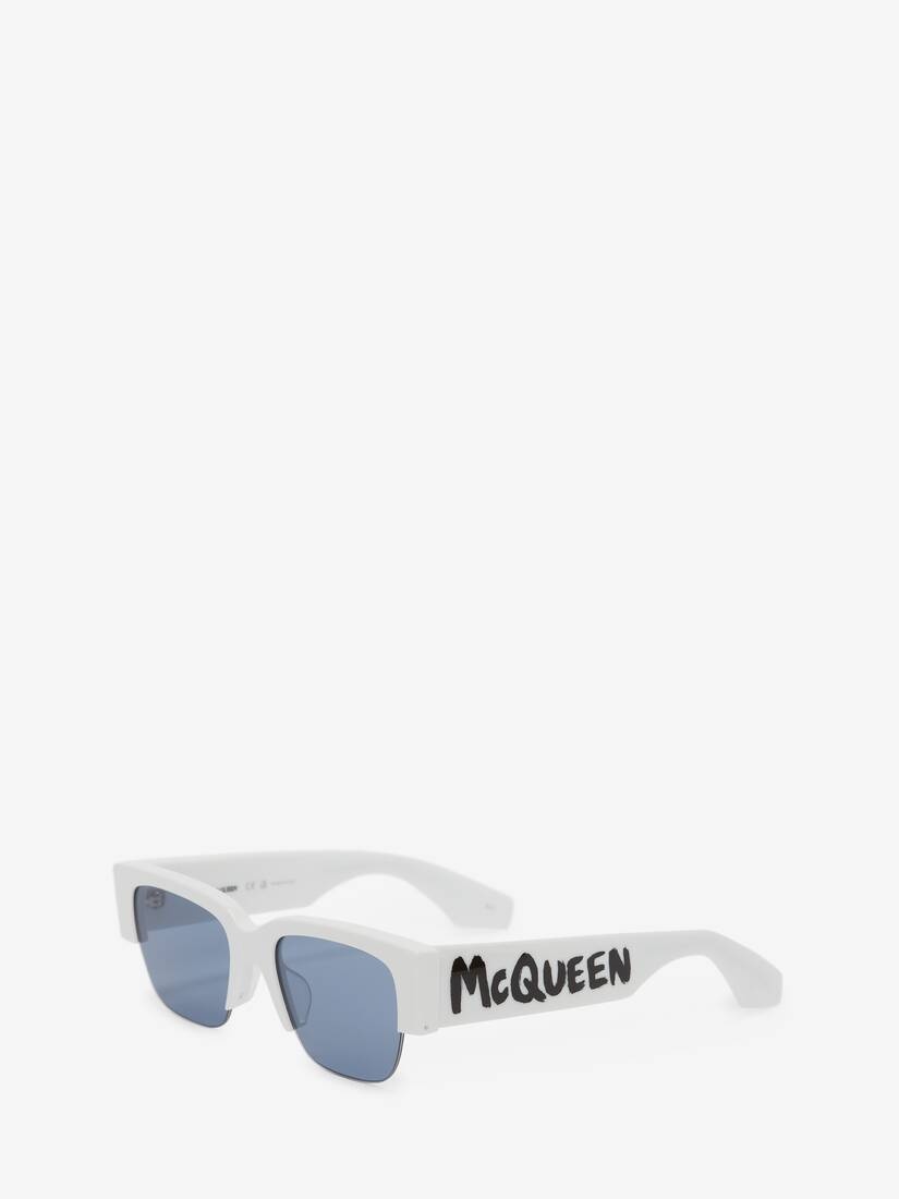 McQueen Graffiti Square Sunglasses in White/blue - 2
