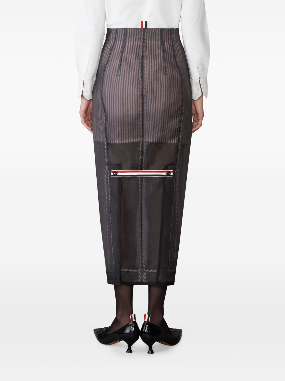 striped organza pencil skirt - 4