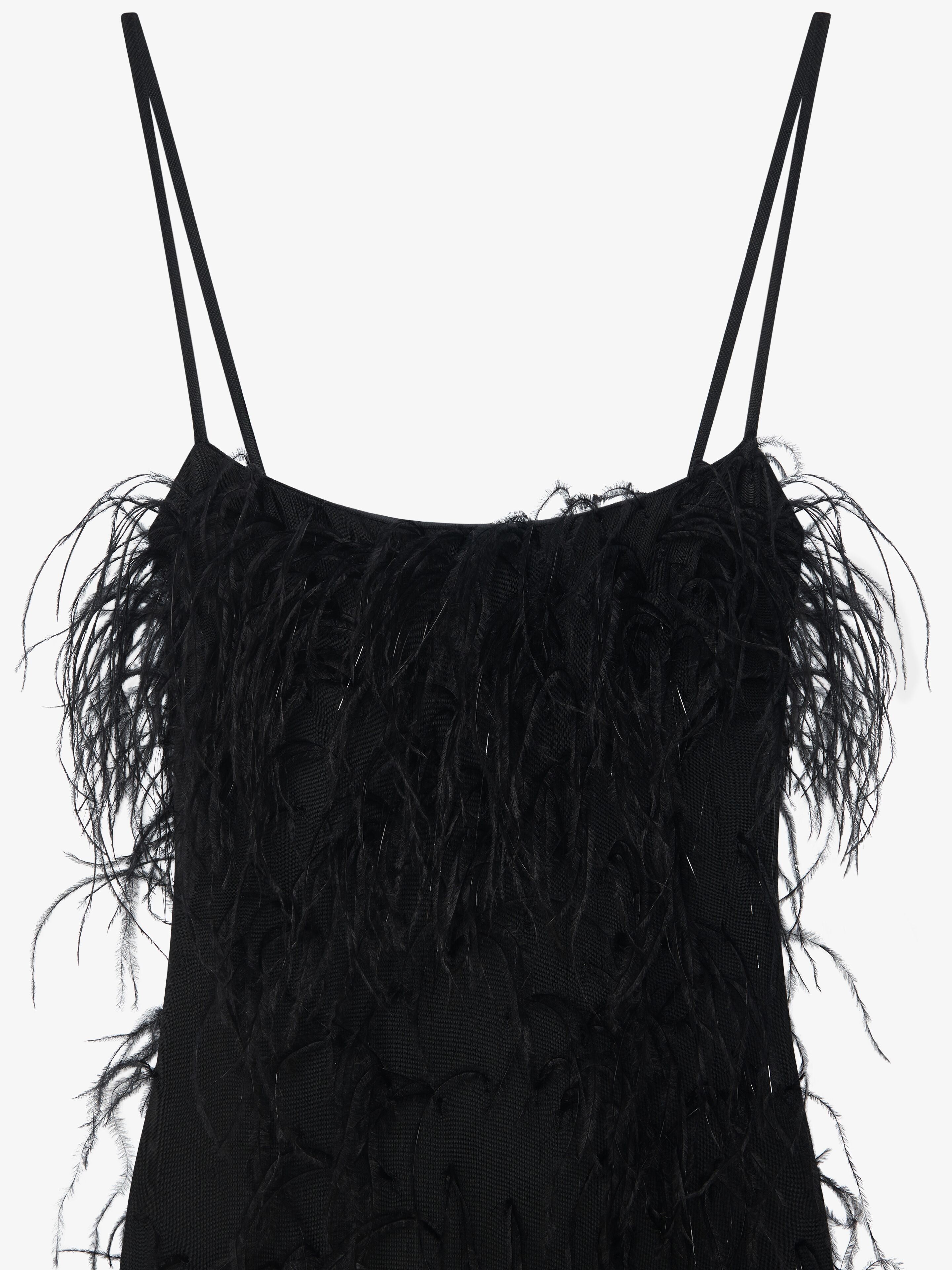 EVENING STRAPS DRESS WITH FEATHERS AND LUREX - 3