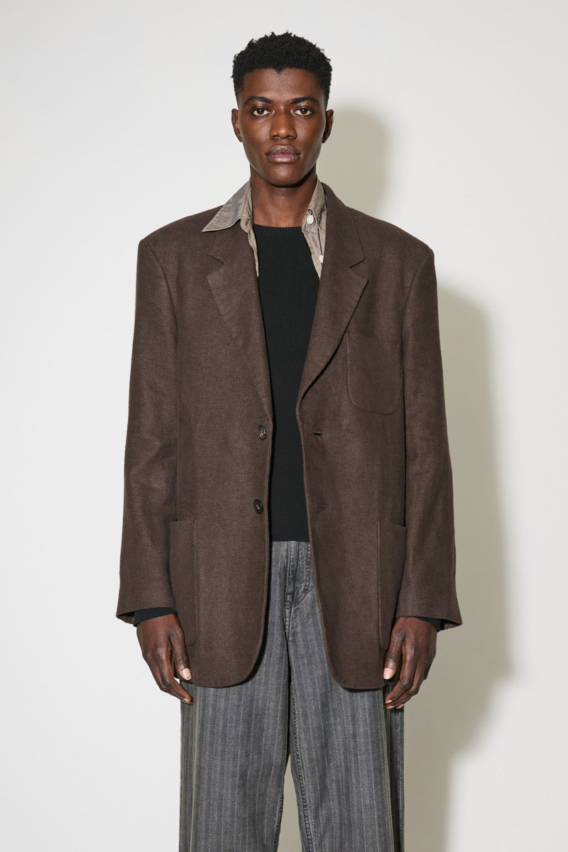Our Legacy Embrace Blazer Antique Chocolate Arctic Linen outlook