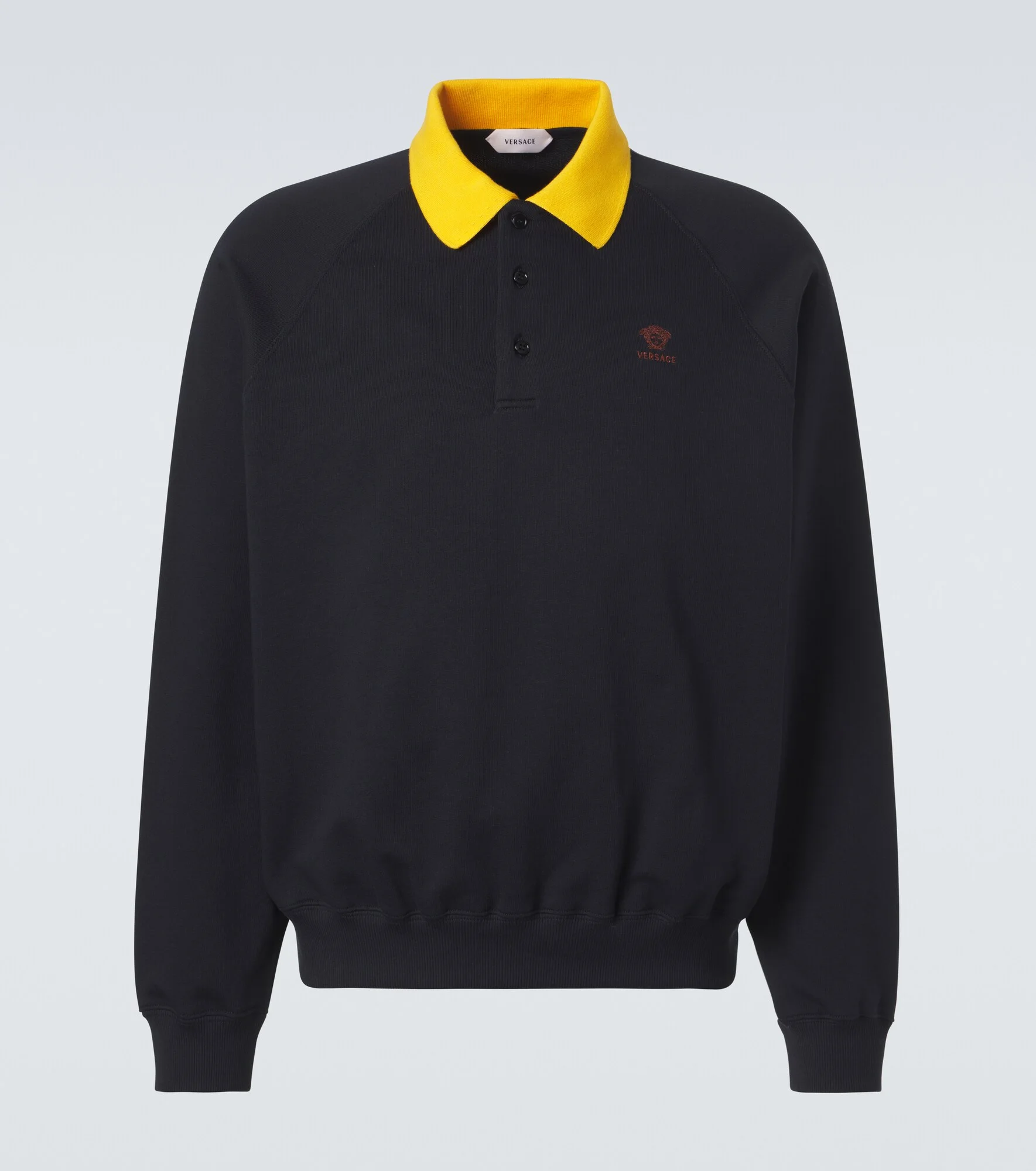 Embroidered cotton jersey polo sweatshirt - 1