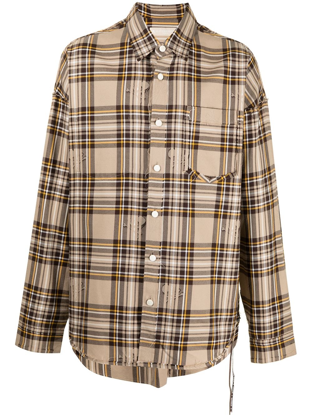 plaid skull-print long-sleeve shirt - 1