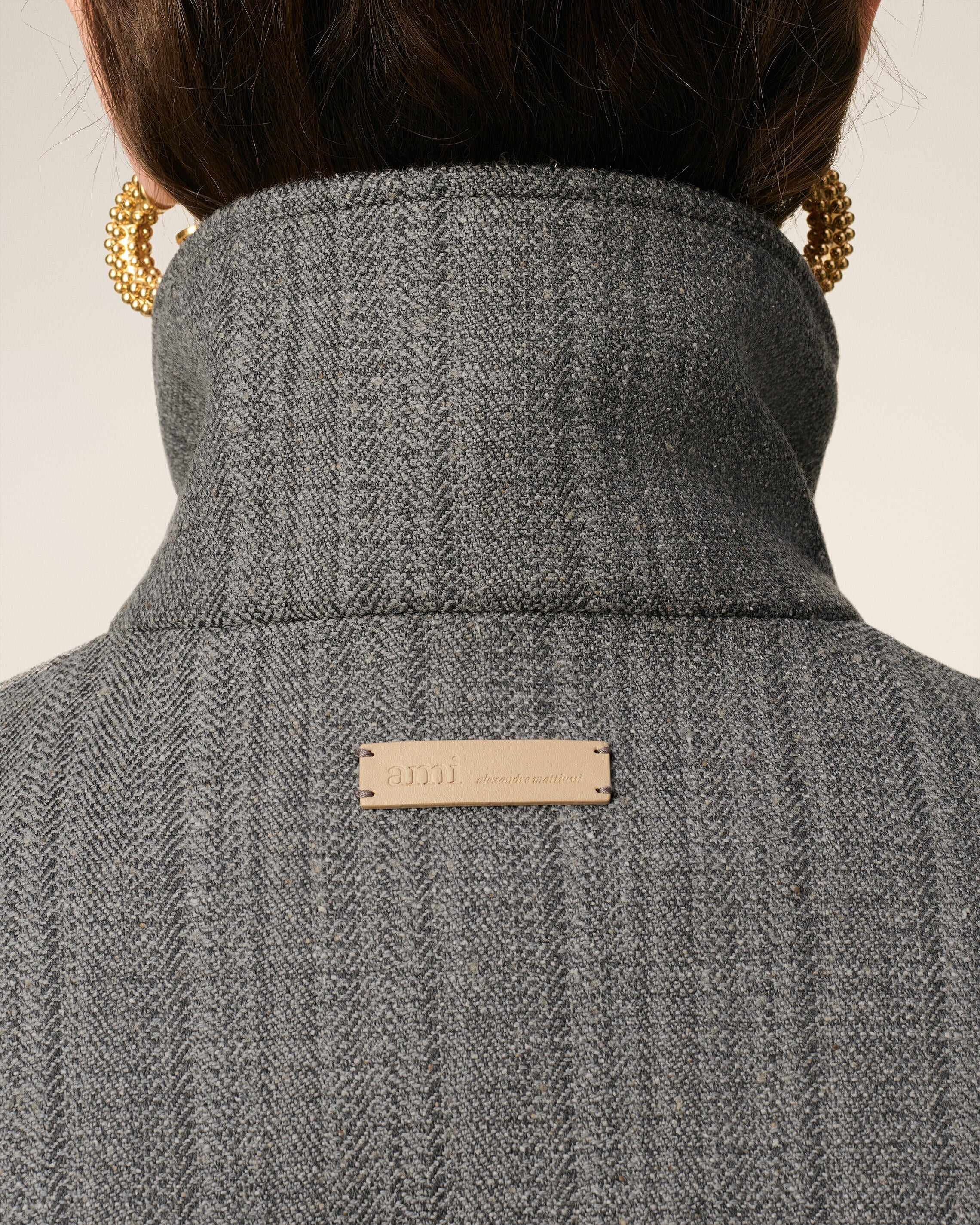 GREY WOOL HERRINGBONE HARRINGTON JACKET - 4