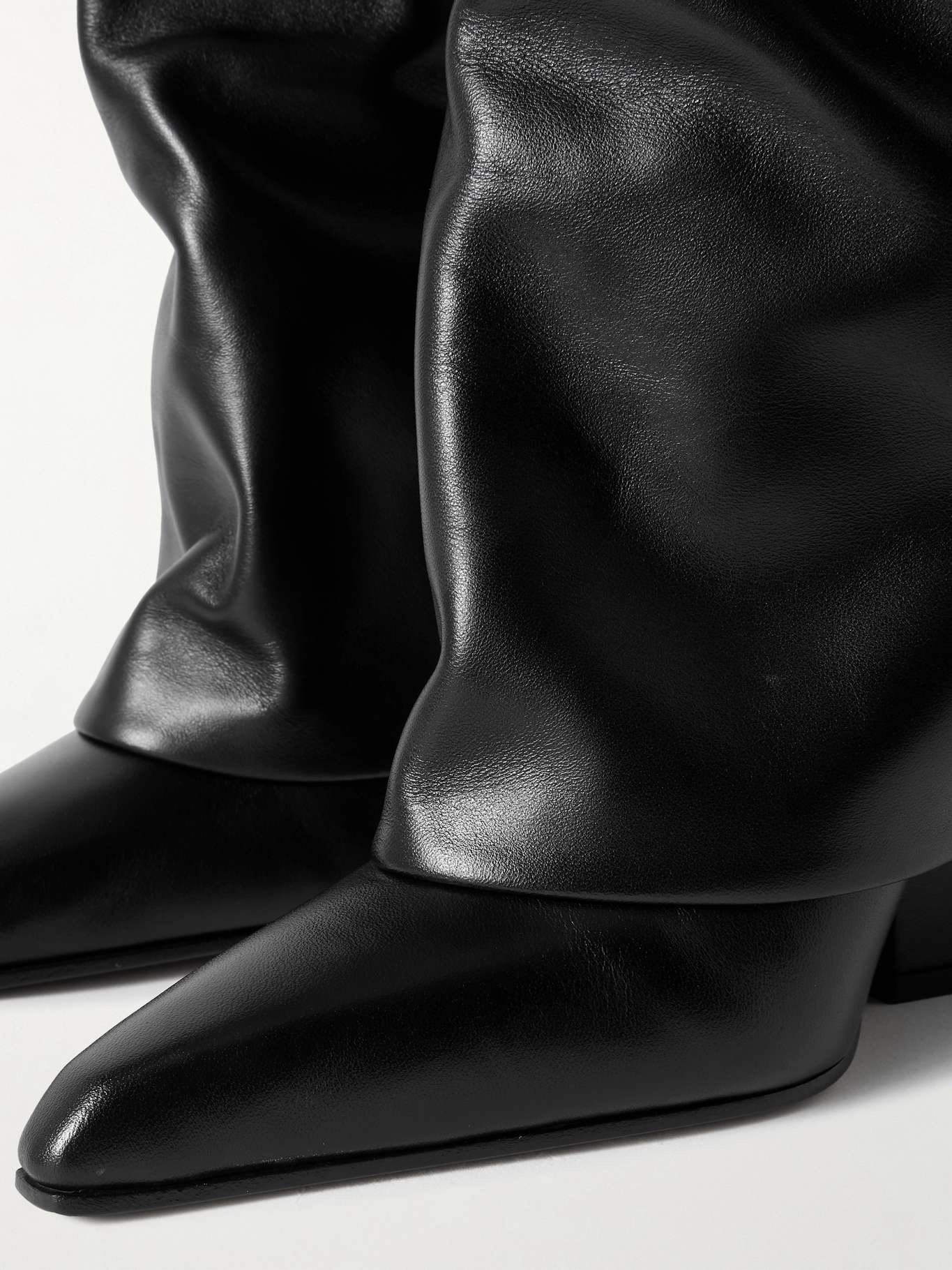 Jane folded leather knee boots Black - 4