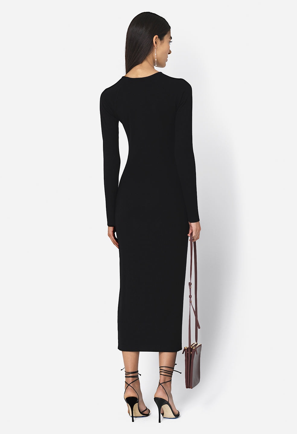 GEMINI RIB LS KEYHOLE MIDI DRESS - 3