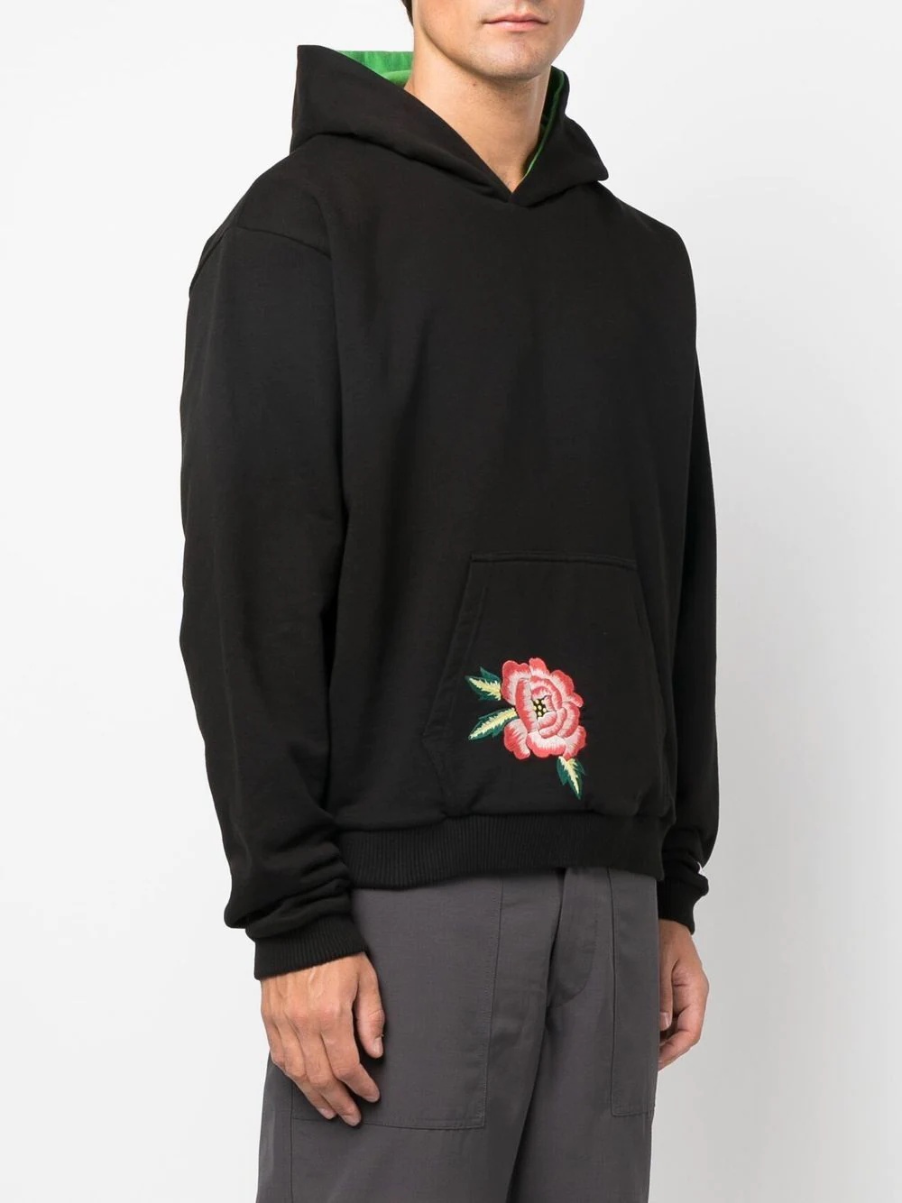 embroidered-motif cotton hoodie - 4