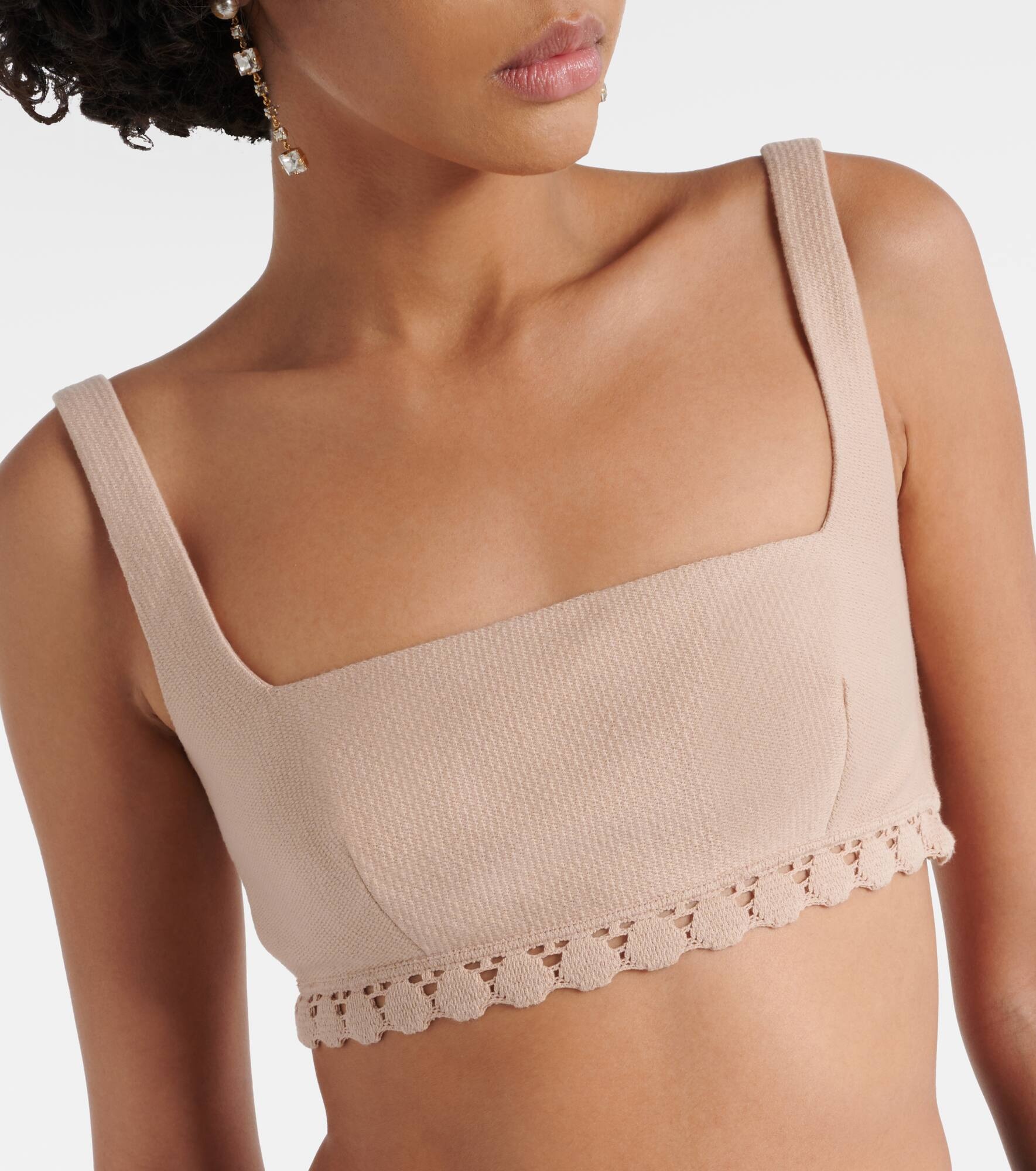 Scalloped cotton-blend bra top - 4