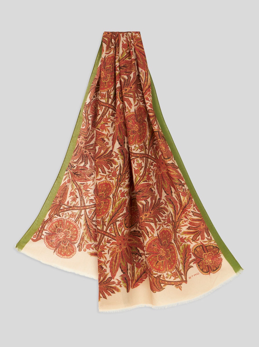 FLORAL CASHMERE AND SILK SCARF - 1
