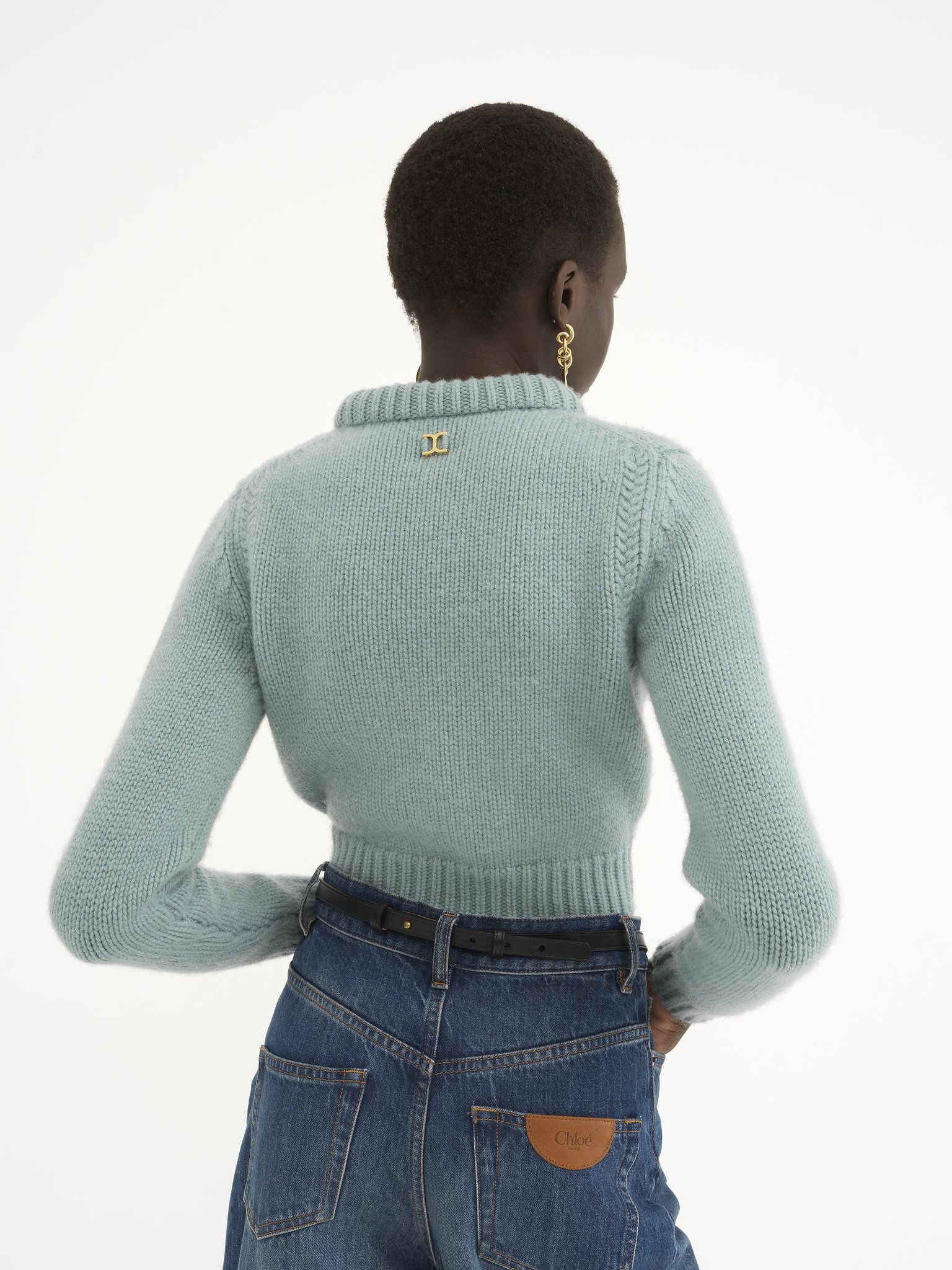 CROPPED SWEATER IN CASHMERE BLEND - 5