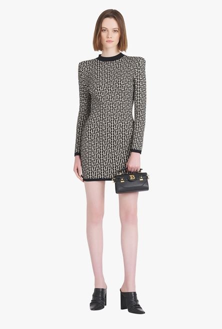 Short bicolor jacquard dress with Balmain monogram - 2