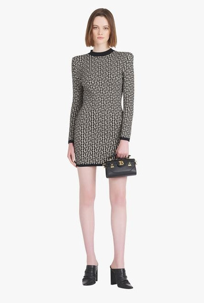 Balmain Short bicolor jacquard dress with Balmain monogram outlook