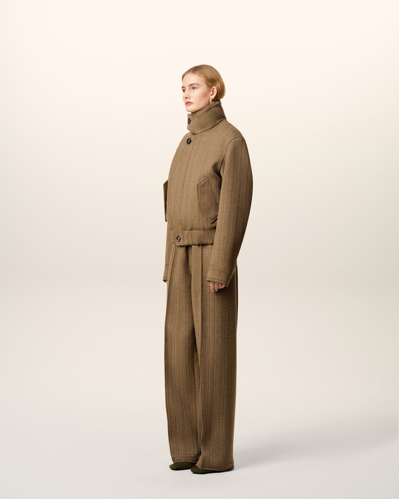 BROWN WOOL HERRINGBONE HARRINGTON JACKET 6