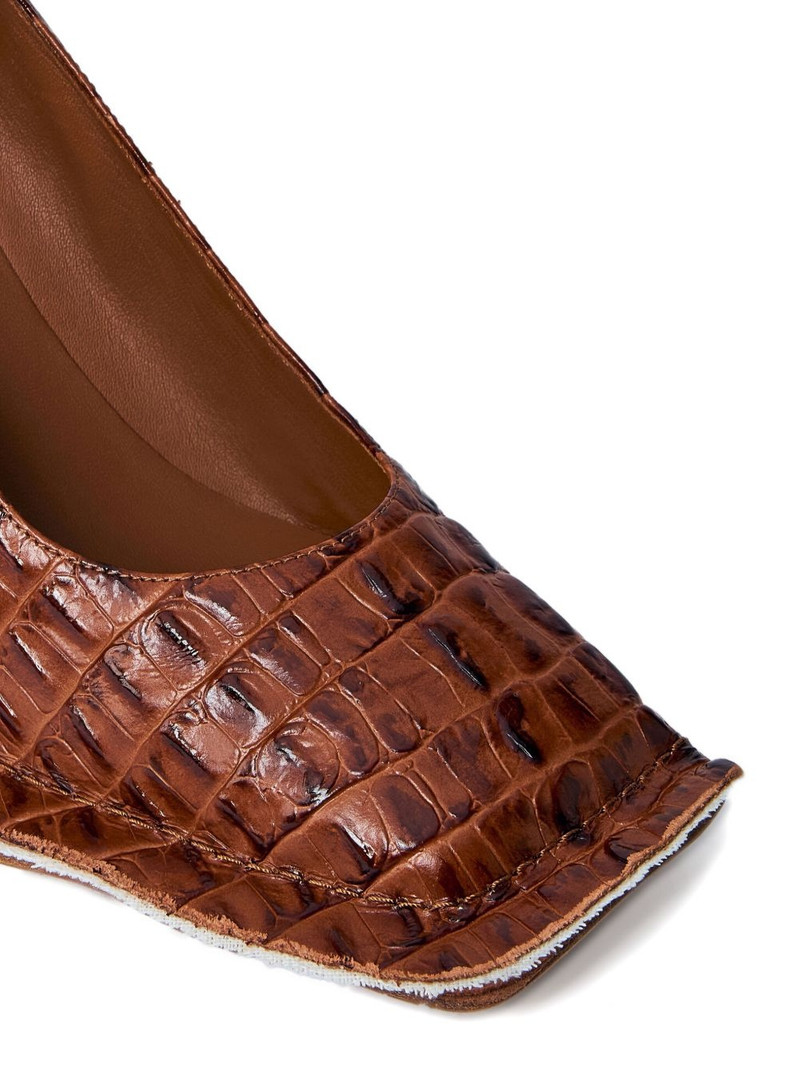 65mm crocodile-embossed block-heel pumps 4