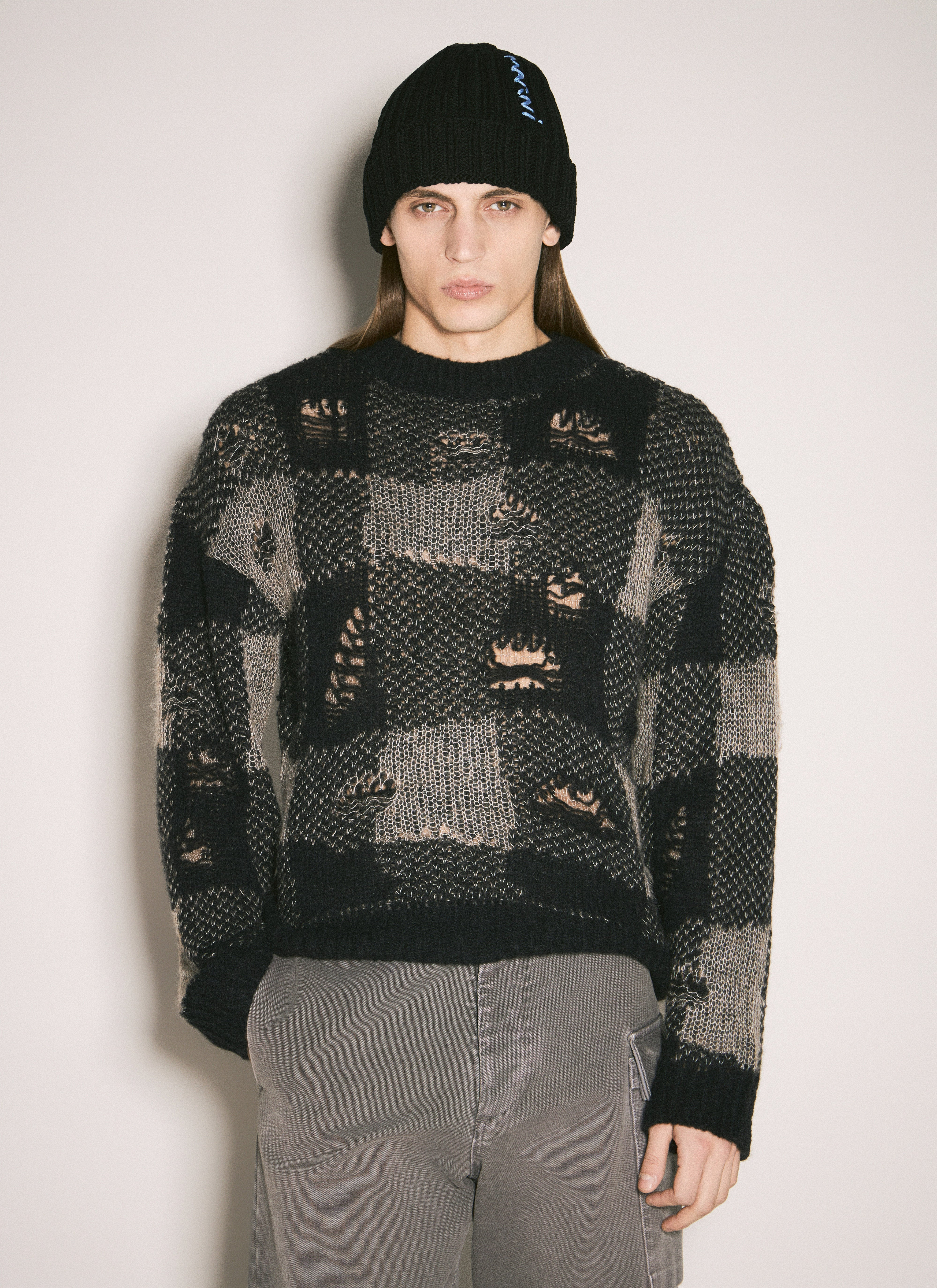 Marni Men Logo Intarsia Beanie Hat - 2