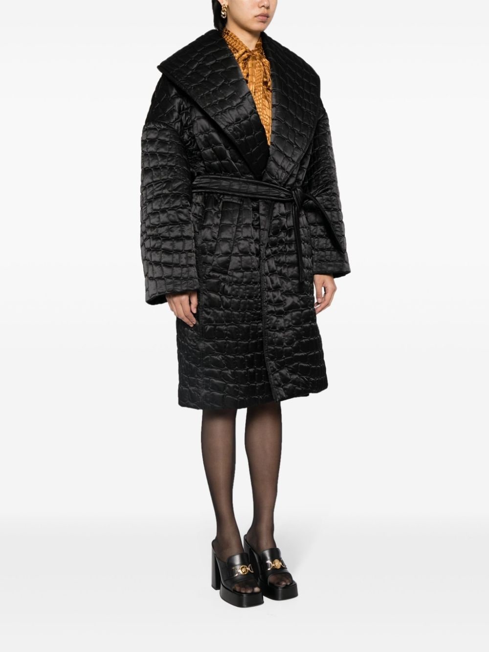 crocodile-pattern quilted coat - 3