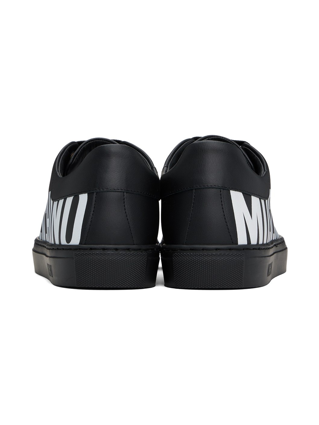 Black Leather Logo Sneakers - 2